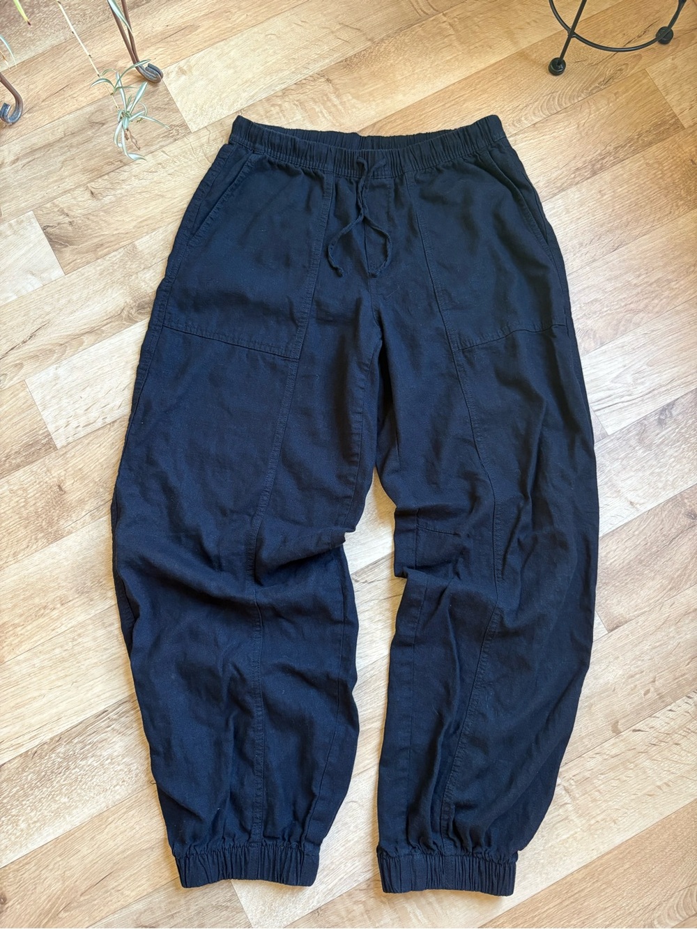 Old Navy Mid-Rise Linen-Blend Cinched-Ankle Pants